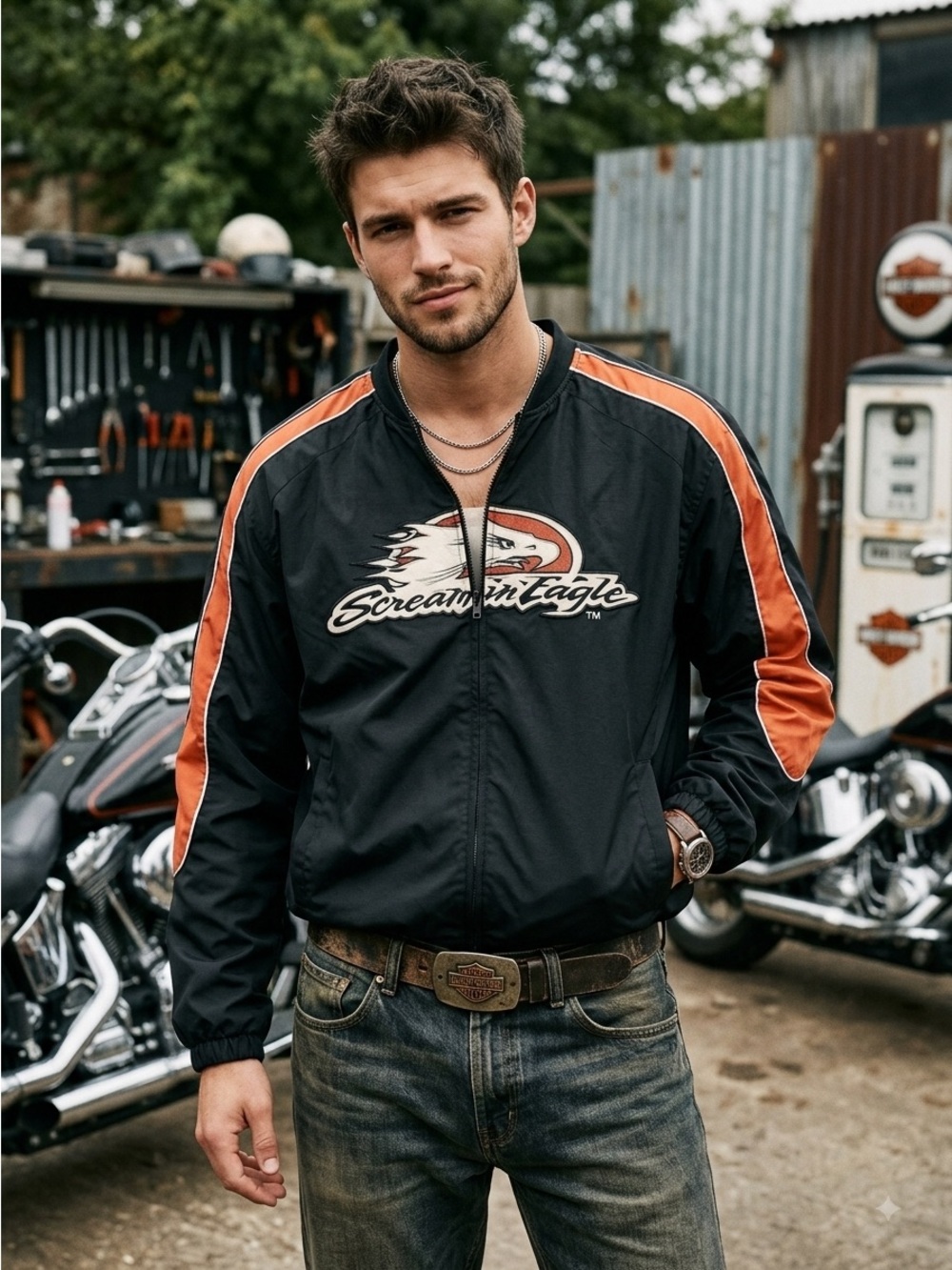 HARLEY-DAVIDSON Screamin’ Eagle Lined Windbreaker Jacket Y2K 2006